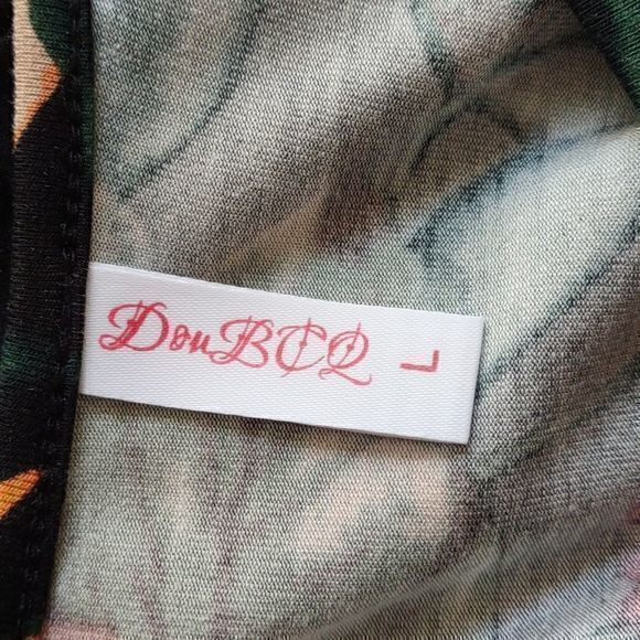 DouBCQ Women's Floral Print Casual Flowy‎ Pleated Loose Dress with Pockets Sz L - Picture 13 of 15